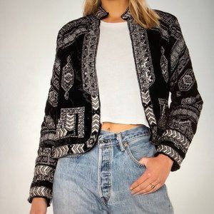 New RAGA Lunar Eclipse Beaded Sequin Velour Blazer Jacket Size Small